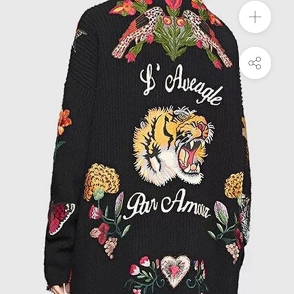 Oserjep Longline Embroidered Tiger Knit Patchwork AMAZING Cardi OS - Picture 4 of 16